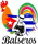 Logo with a rooster, rainbow, Cuban flag, and person holding a bottle against a white background.